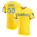 Punc B.Red Sox #55 Ranger Su¨¢rez Player Yellow Limited Elite Home Game Stitched Jerseys