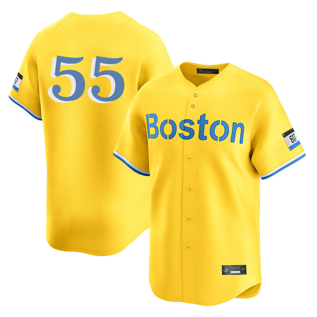 Punc B.Red Sox #55 Ranger Su¨¢rez Player Yellow Limited Home Game Stitched Jerseys