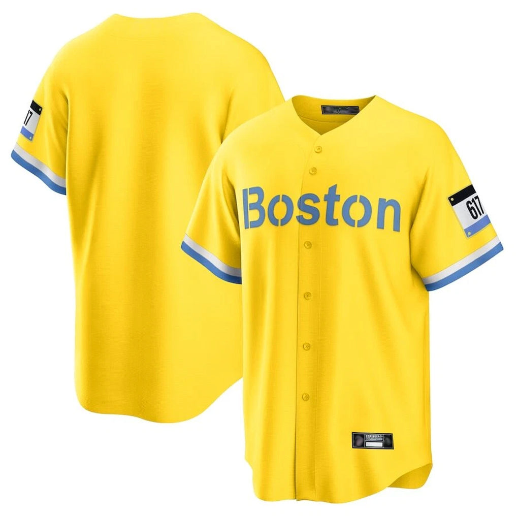 Punc B.Red Sox Blank Player Yellow Home Game Stitched Jerseys