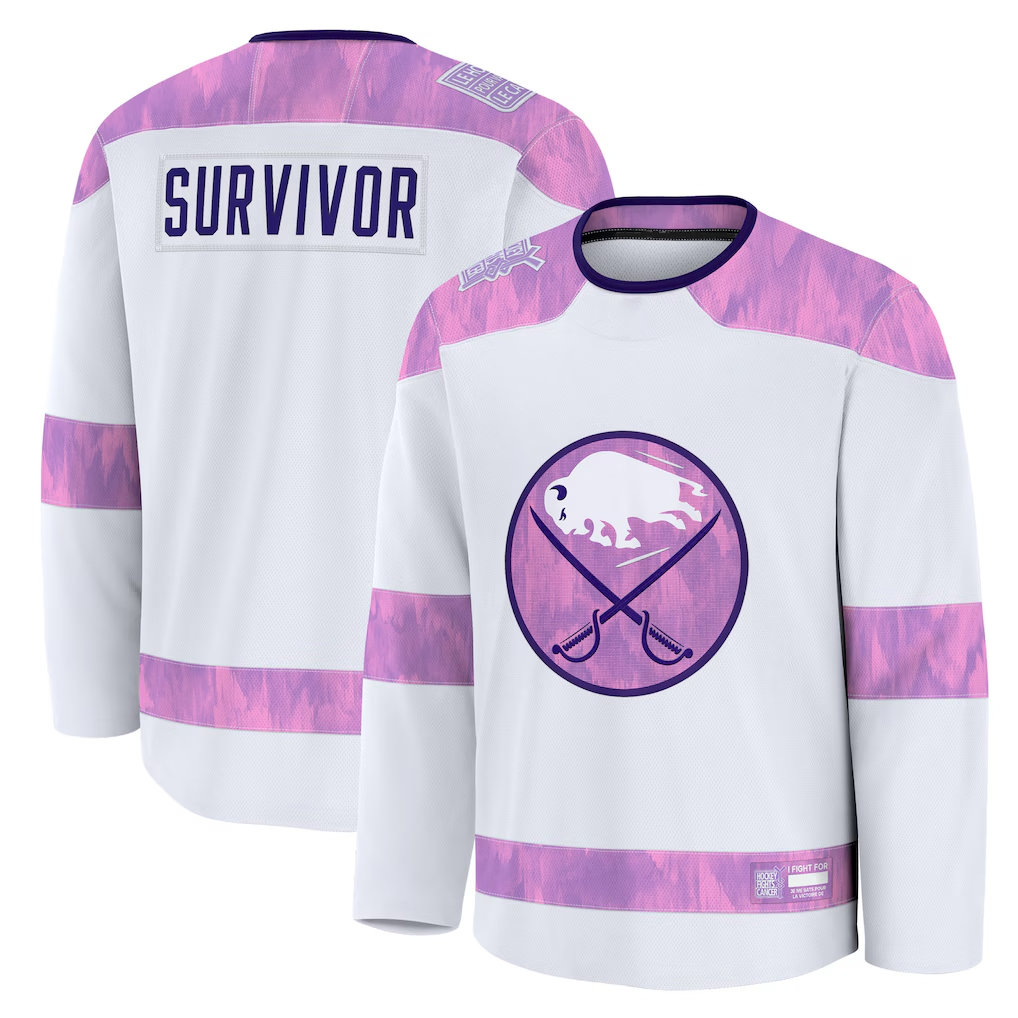 Punc B.Sabres White Hockey Fights Cancer Survivor Practice Stitched Jerseys