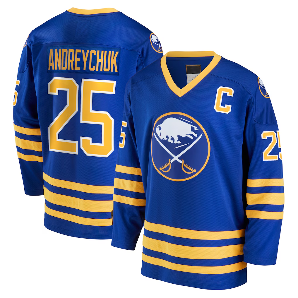 Punc B.Sabres #25 Dave Andreychuk Royal Breakaway Retired Player Stitched Jerseys