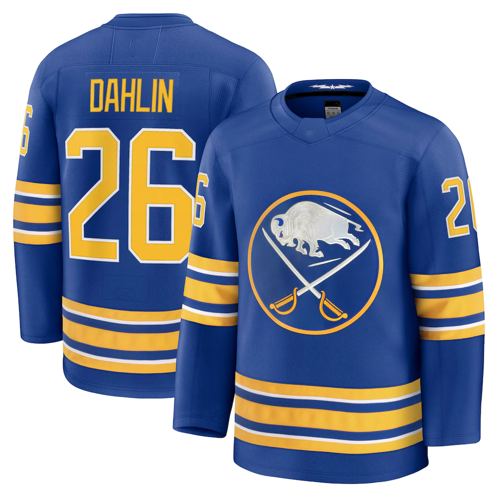 Punc B.Sabres #26 Rasmus Dahlin Royal Home Premium Stitched Jerseys