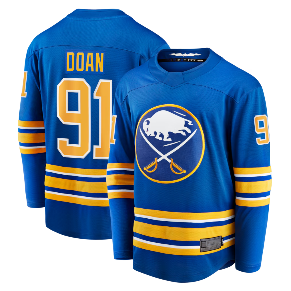 Punc B.Sabres #91 Josh Doan Royal Home Premier Breakaway Player Stitched Jerseys