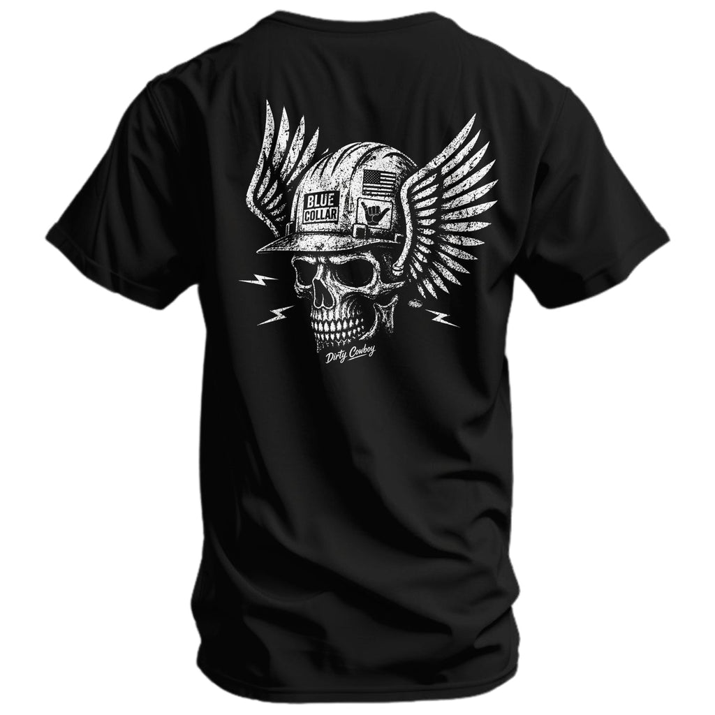 Crovyie cheap jerseys Ordering Blue Collar Skull Men's T-Shirt