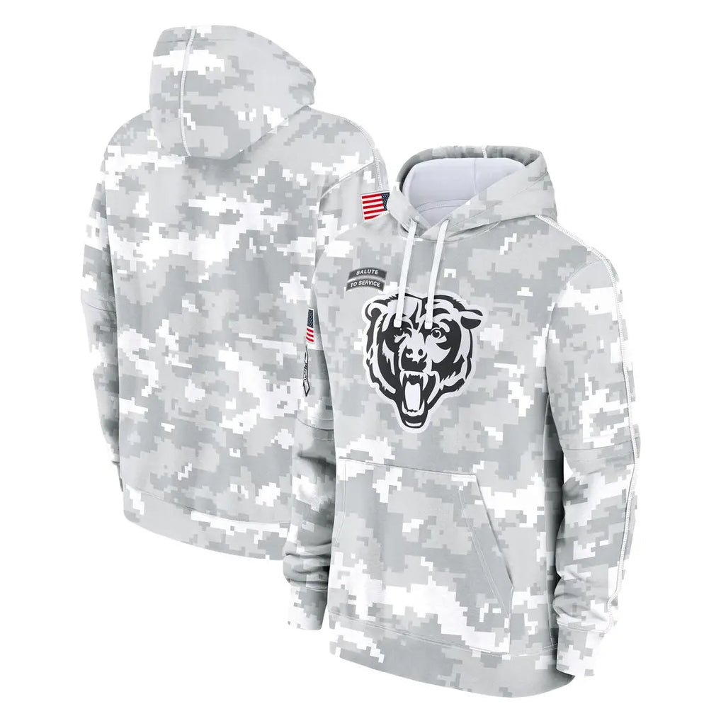 Punc C.Bears Arctic Camo Salute to Service Pullover Hoodies Limited Blank Player Stitched Jerseys