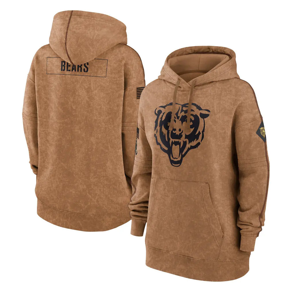 Punc C.Bears Brown Salute to Service Pullover Hoodies Limited Blank Player Stitched Jerseys