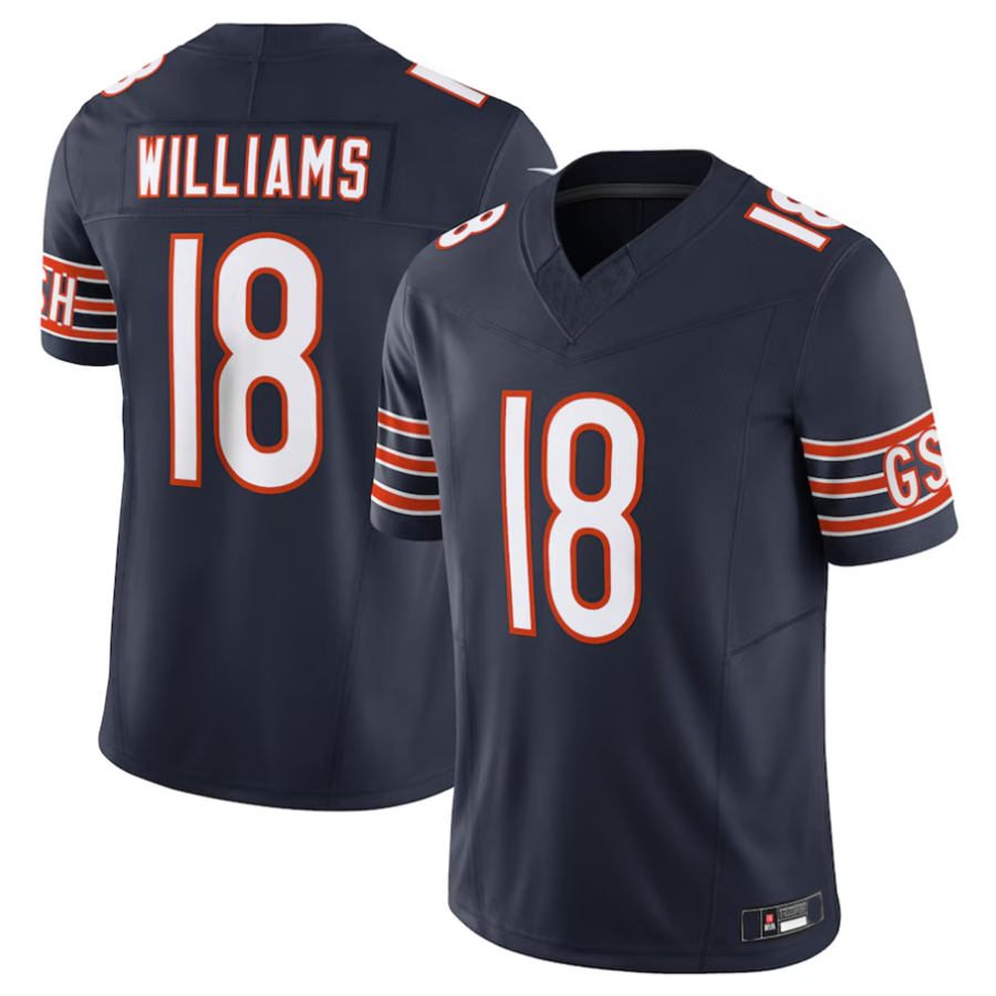 Punc C.Bears #18 Caleb Williams Navy Vapor F.U.S.E. Limited Jersey Player Stitched Jerseys