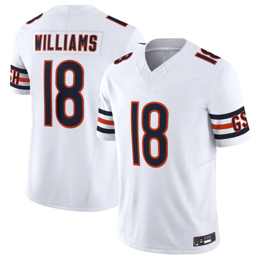 Punc C.Bears #18 Caleb Williams White Vapor F.U.S.E. Limited Jersey Player Stitched Jerseys