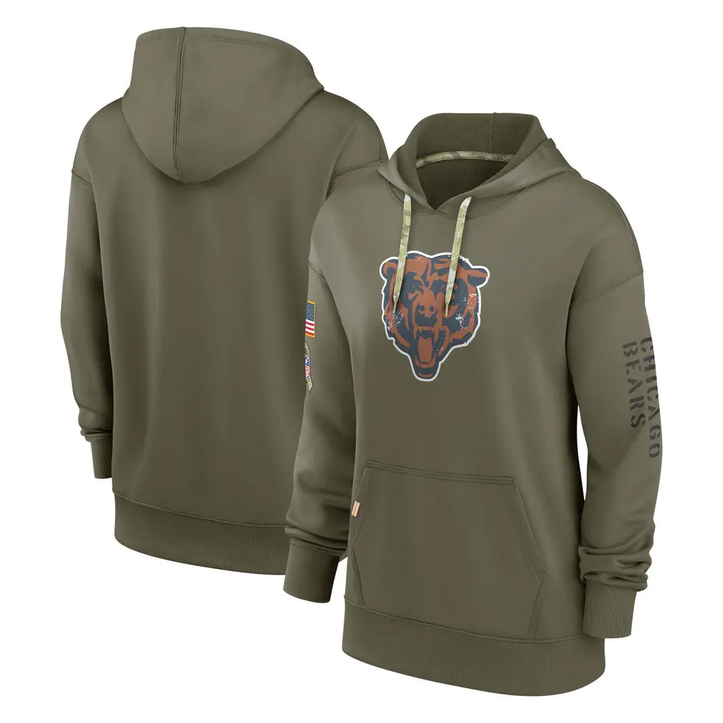 Punc C.Bears Olive Salute to Service Pullover Hoodies Blank Player Stitched Jerseys