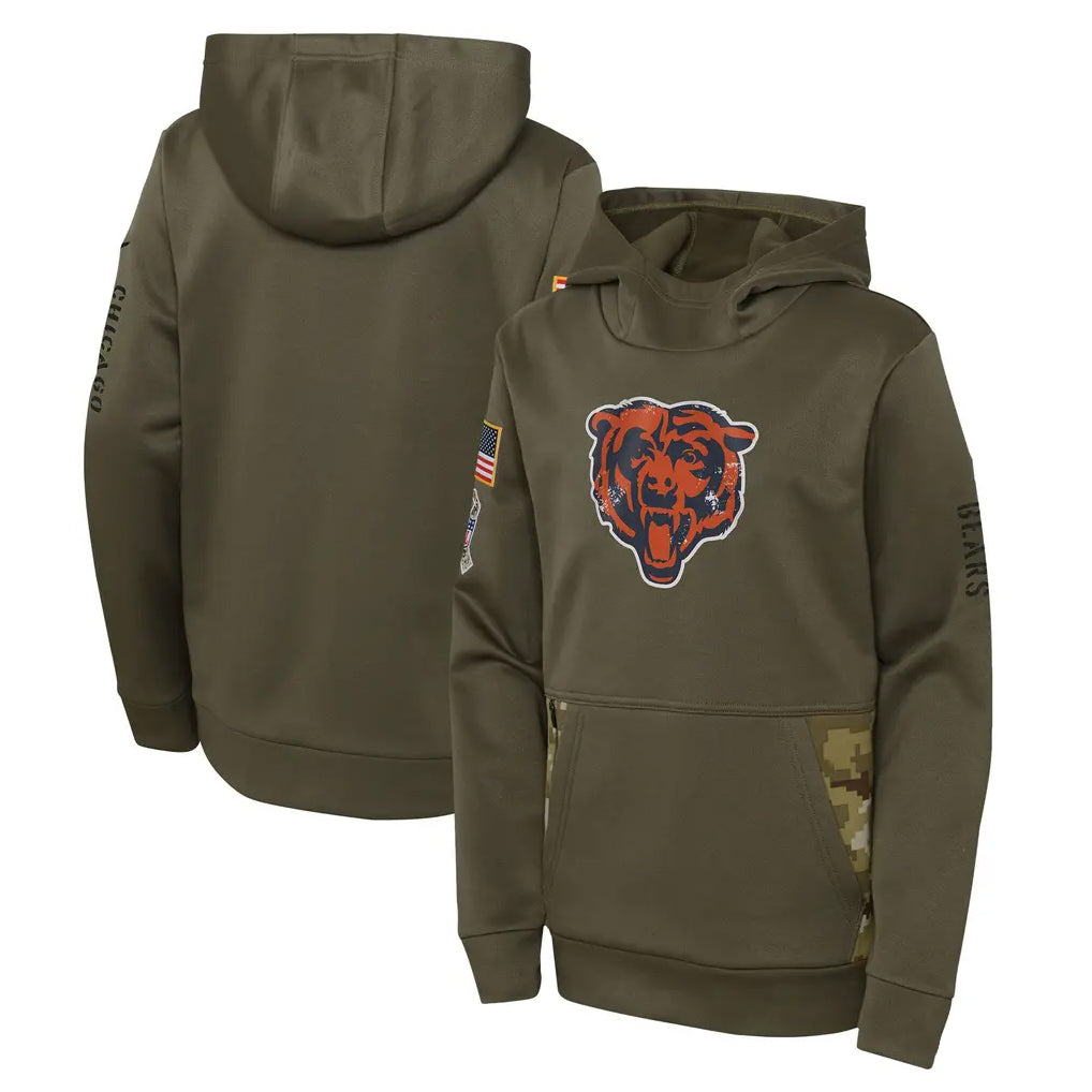 Punc C.Bears Olive Salute to Service Pullover Hoodies Limited Blank Player Stitched Jerseys