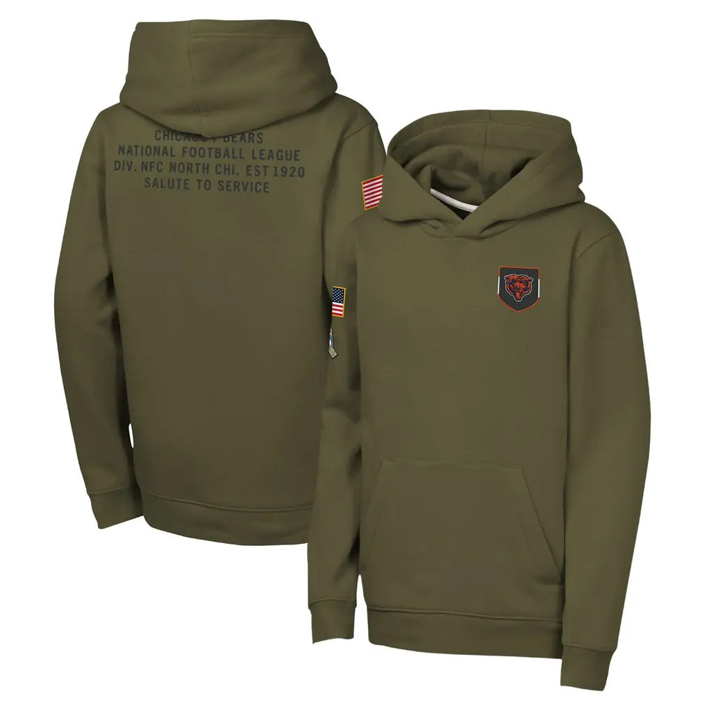 Punc C.Bears Olive Salute to Service Pullover Hoodies Limited Game Blank Player Stitched Jerseys