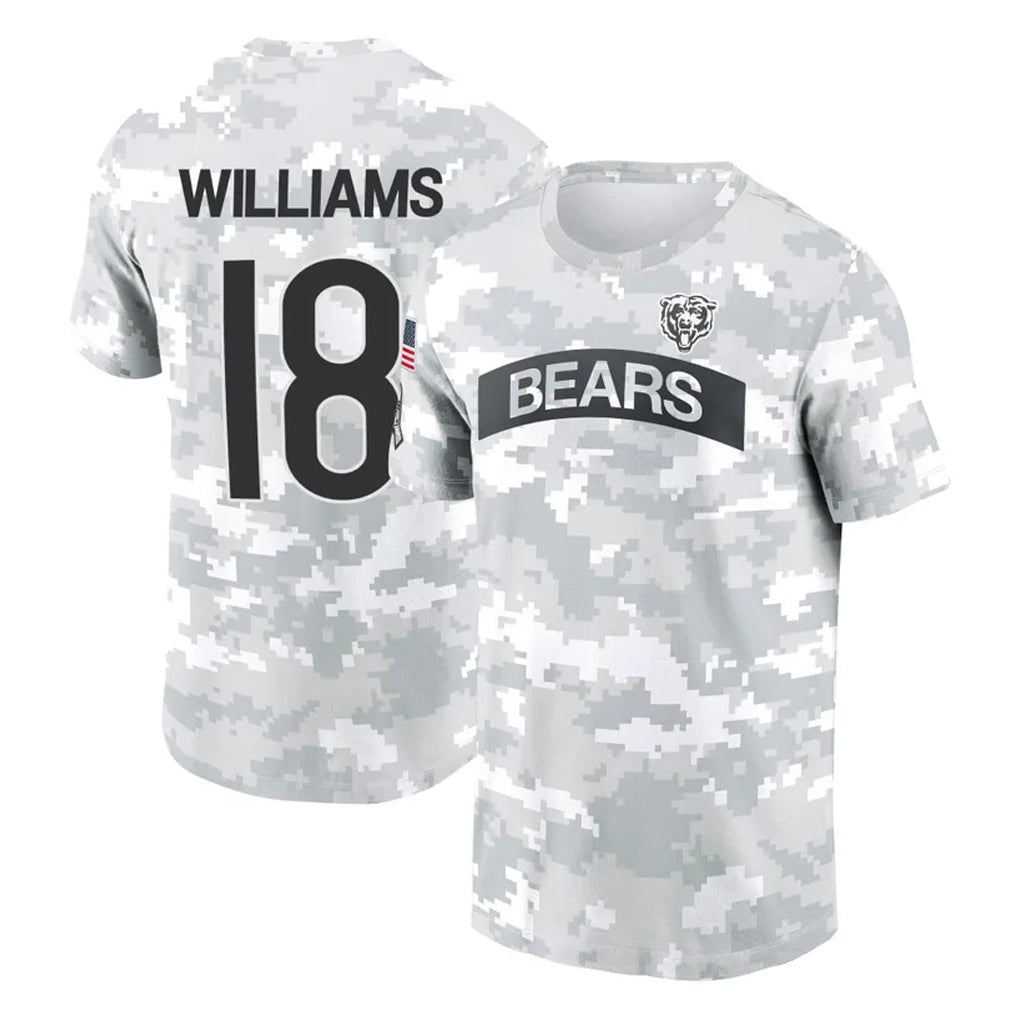 Punc C.Bears #18 Caleb Williams Player Arctic Camo Salute to Service Performance T-Shirt Limited Stitched Jerseys