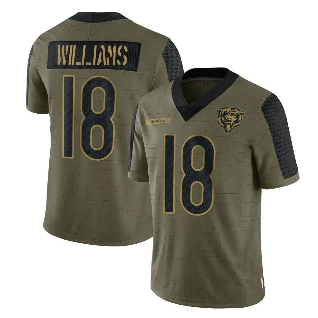 Punc C.Bears #18 Caleb Williams Player Olive Salute to Service Limited Stitched Jerseys