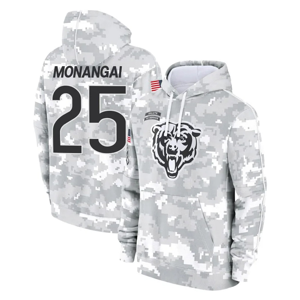 Punc C.Bears #25 Kyle Monangai Player Arctic Camo Salute to Service Pullover Hoodies Limited Stitched Jerseys