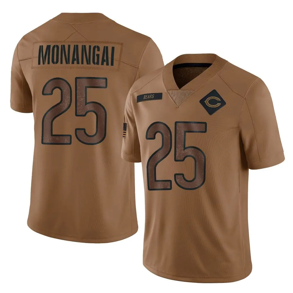 Punc C.Bears #25 Kyle Monangai Player Brown Salute to Service Limited Stitched Jerseys