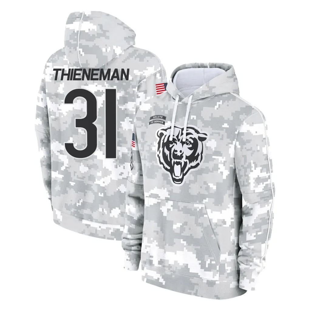 Punc C.Bears #31 Dillon Thieneman Player Arctic Camo Salute to Service Pullover Hoodies Limited Stitched Jerseys