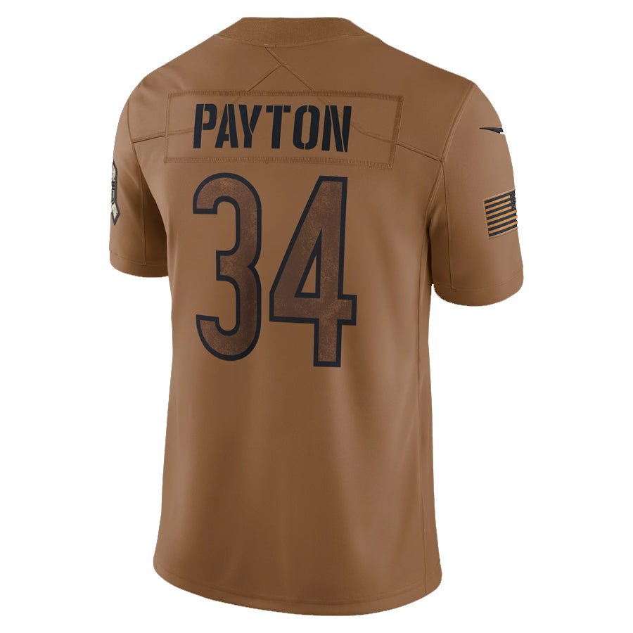 Punc C.Bears #34 Walter Payton Player Brown Salute To Service Limited Stitched Jerseys