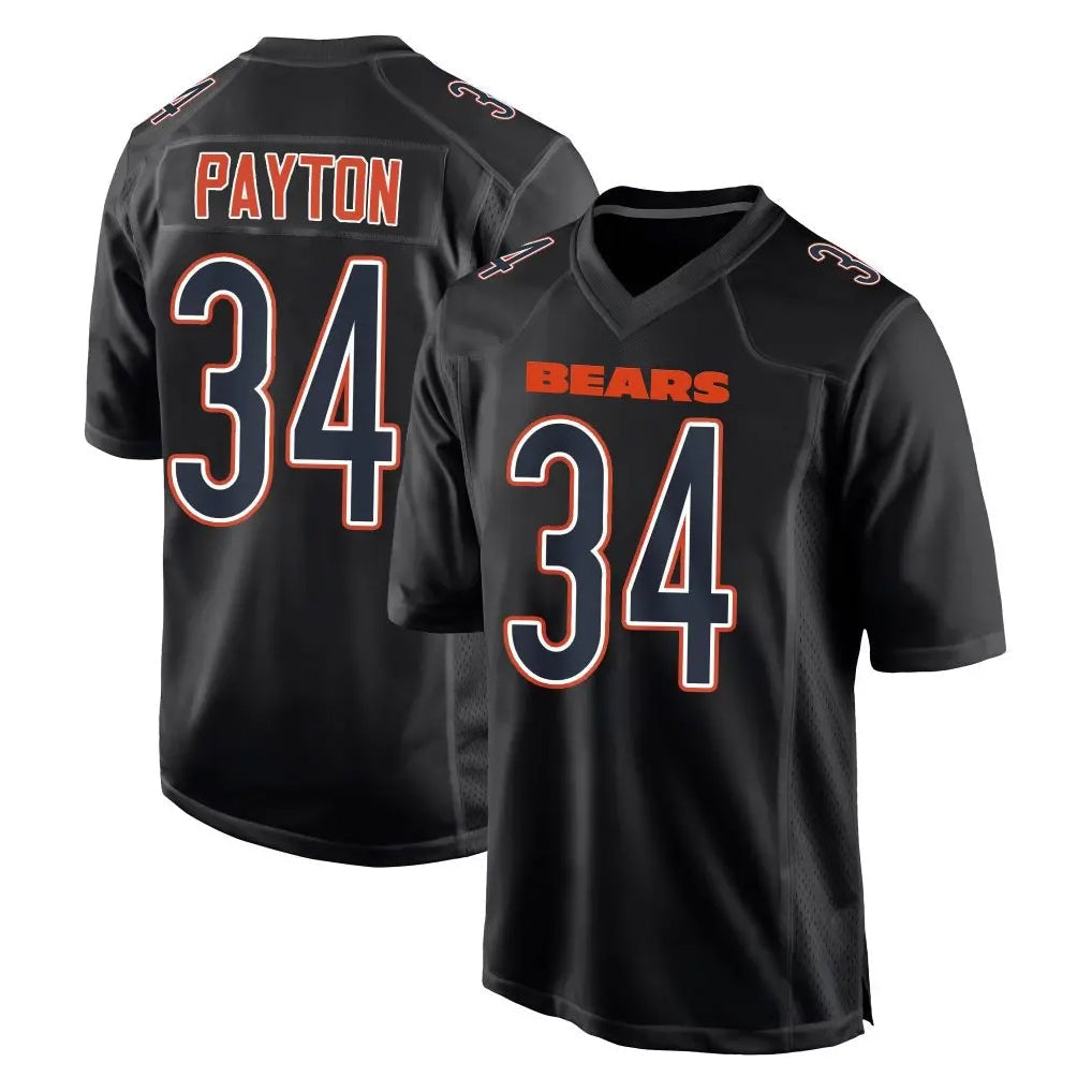 Punc C.Bears #34 Walter Payton Player Carbon Black Fashion Game Stitched Jerseys