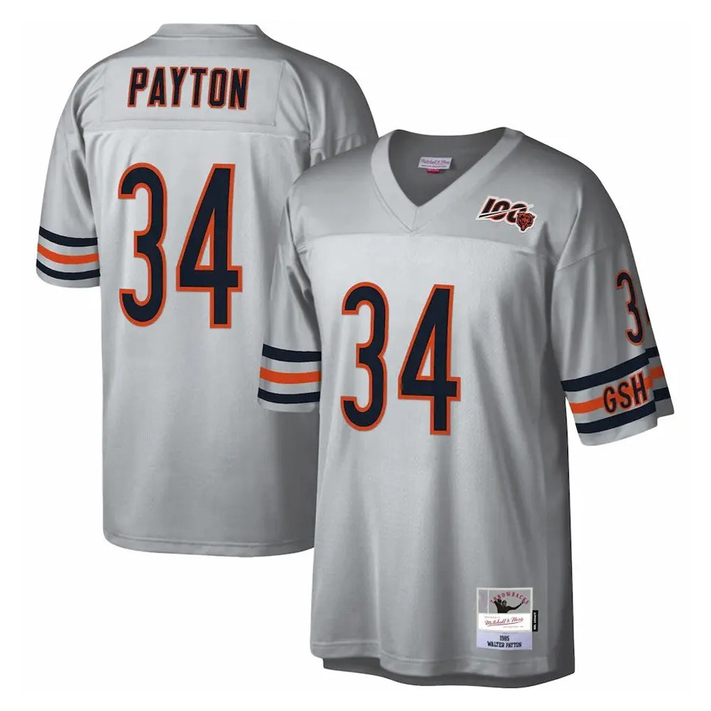 Punc C.Bears #34 Walter Payton Player Silver Mitchell & Ness Legacy Replica Stitched Jerseys