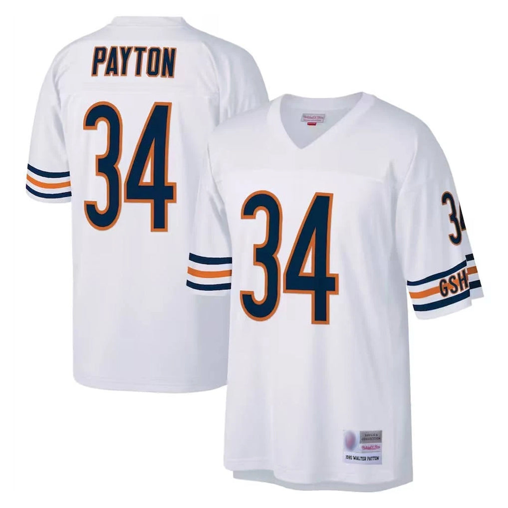 Punc C.Bears #34 Walter Payton Player White 1985 Walter Payton Mitchell & Ness Throwback Retired Stitched Jerseys