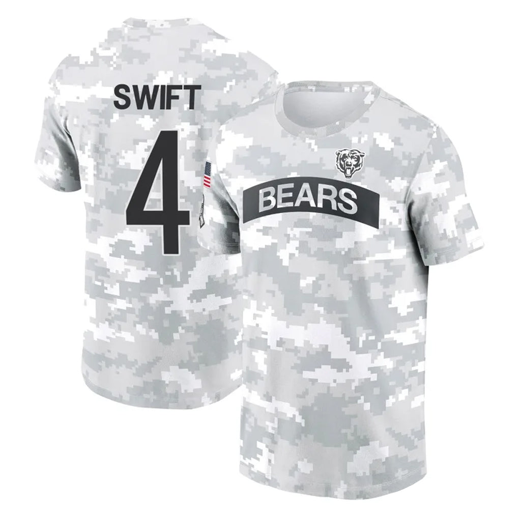 Punc C.Bears #4 D'Andre Swift Player Arctic Camo Salute to Service Performance T-Shirt Limited Stitched Jerseys