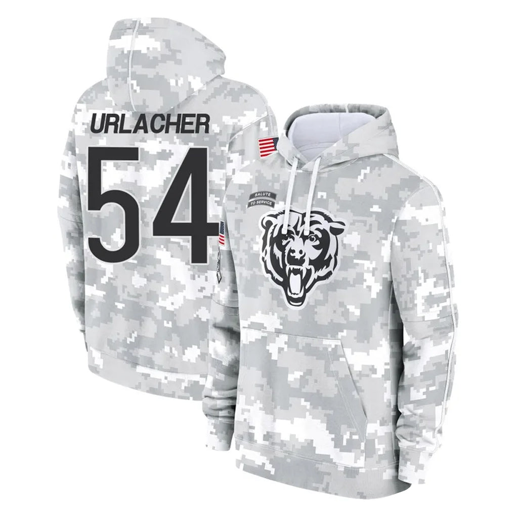 Punc C.Bears #54 Brian Urlacher Player Arctic Camo Salute to Service Pullover Hoodies Limited Stitched Jerseys