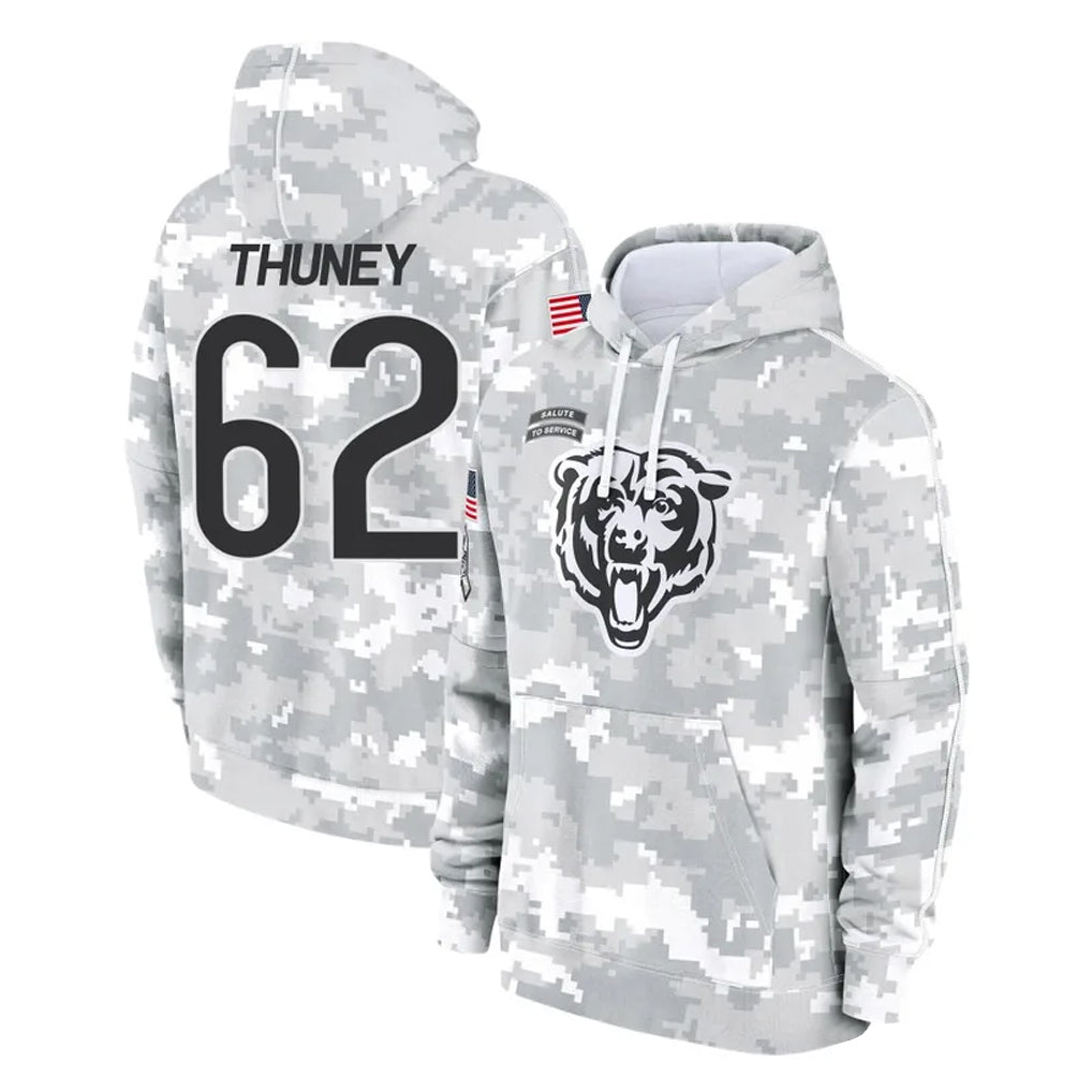Punc C.Bears #62 Joe Thuney Player Arctic Camo Salute to Service Pullover Hoodies Limited Stitched Jerseys