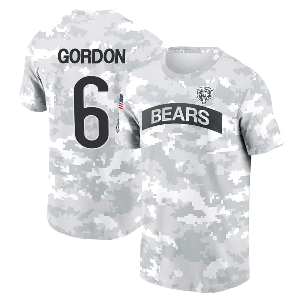 Punc C.Bears #6 Kyler Gordon Player Arctic Camo Salute to Service Performance T-Shirt Limited Stitched Jerseys