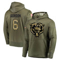 Punc C.Bears #6 Kyler Gordon Player Olive Salute to Service Pullover Hoodies Home Game Stitched Jerseys