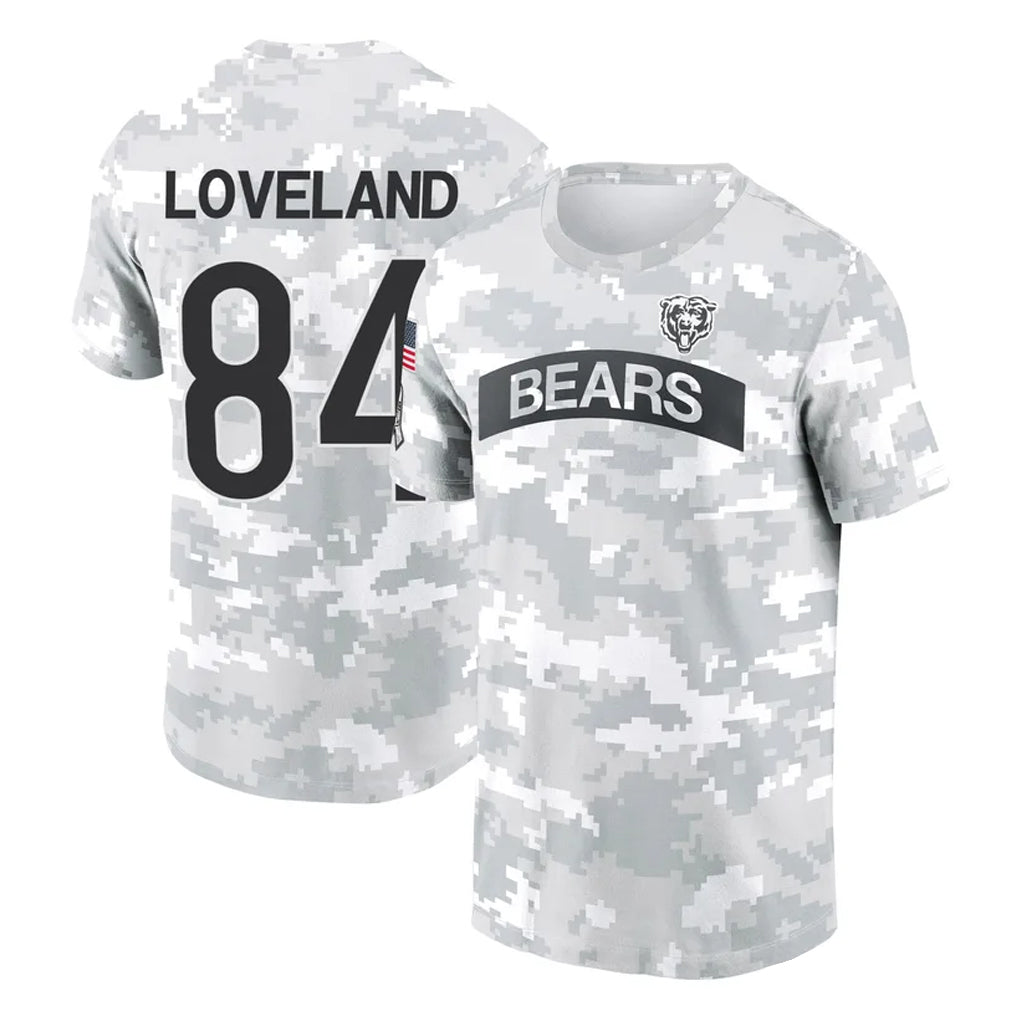 Punc C.Bears #84 Colston Loveland Player Arctic Camo Salute to Service Performance T-Shirt Limited Stitched Jerseys