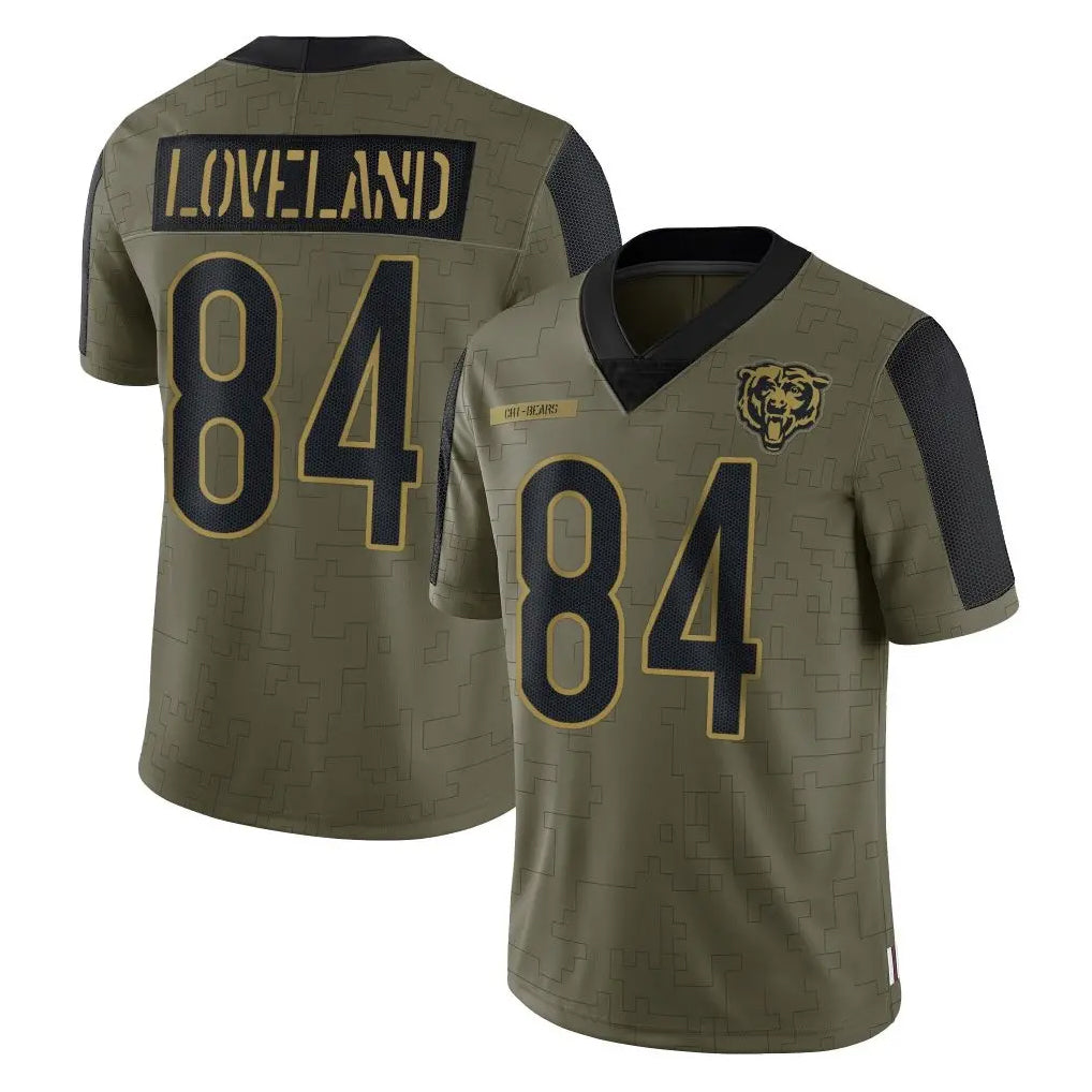 Punc C.Bears #84 Colston Loveland Player Olive Salute to Service Limited Stitched Jerseys