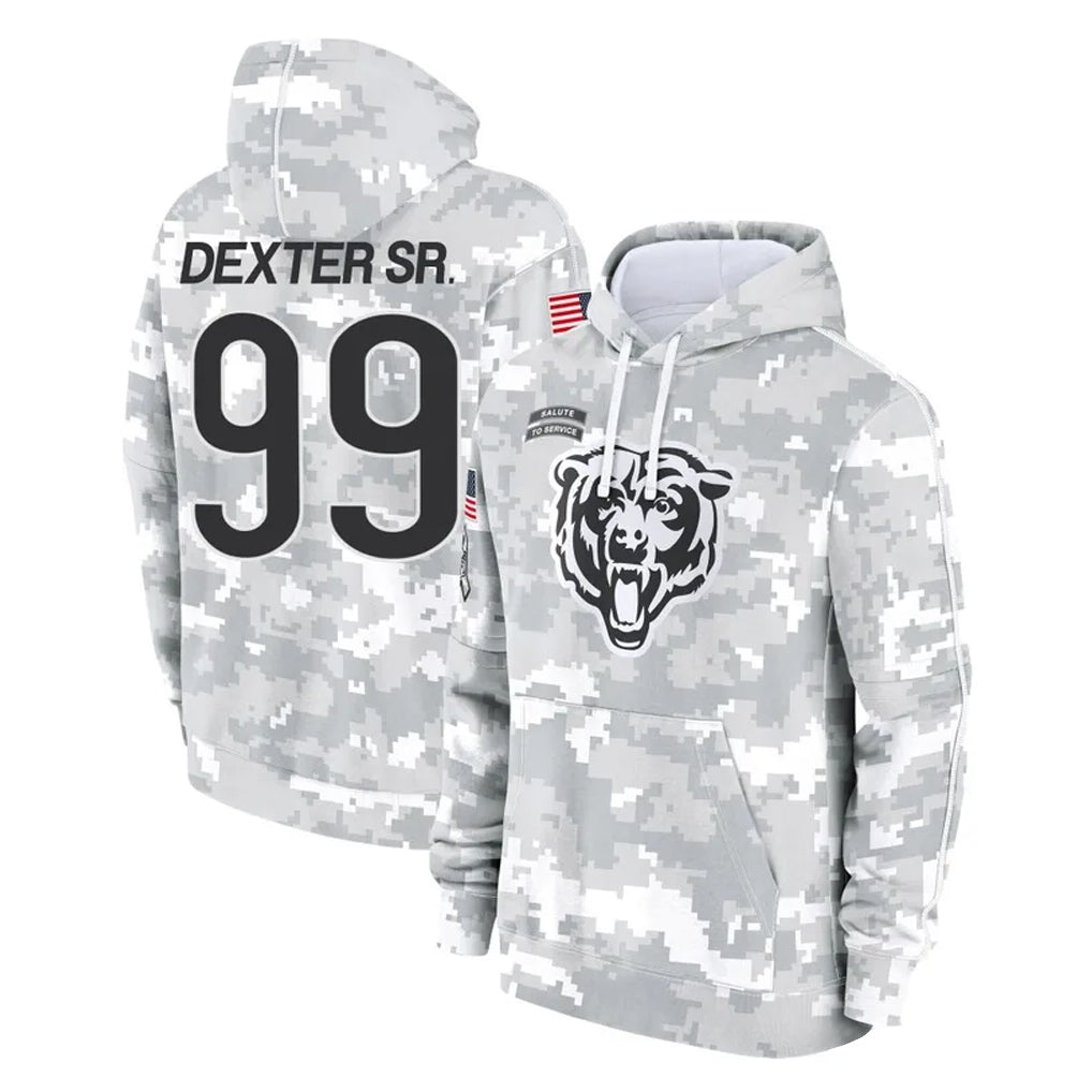 Punc C.Bears #99 Gervon Dexter Sr. Player Arctic Camo Salute to Service Pullover Hoodies Limited Stitched Jerseys