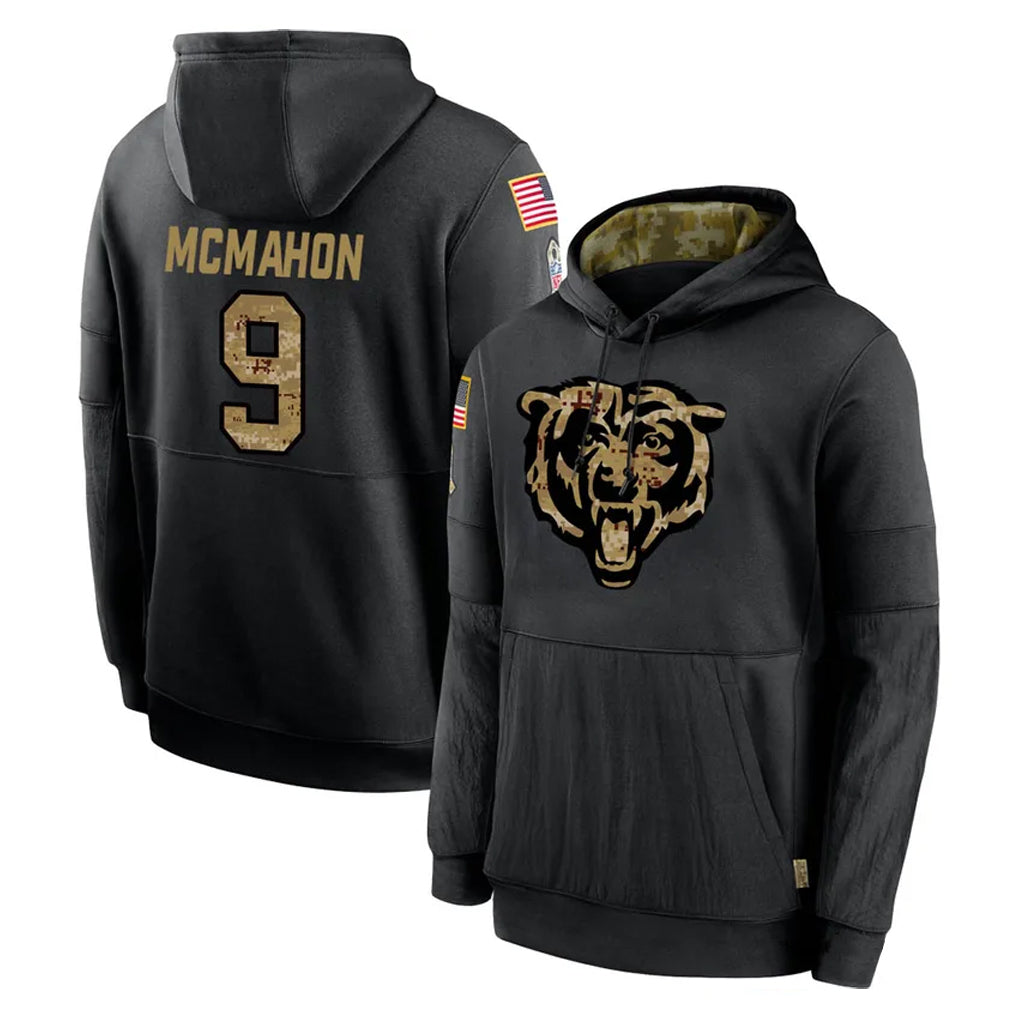 Punc C.Bears #9 Jim McMahon Player Black Salute to Service Pullover Hoodies Limited Stitched Jerseys