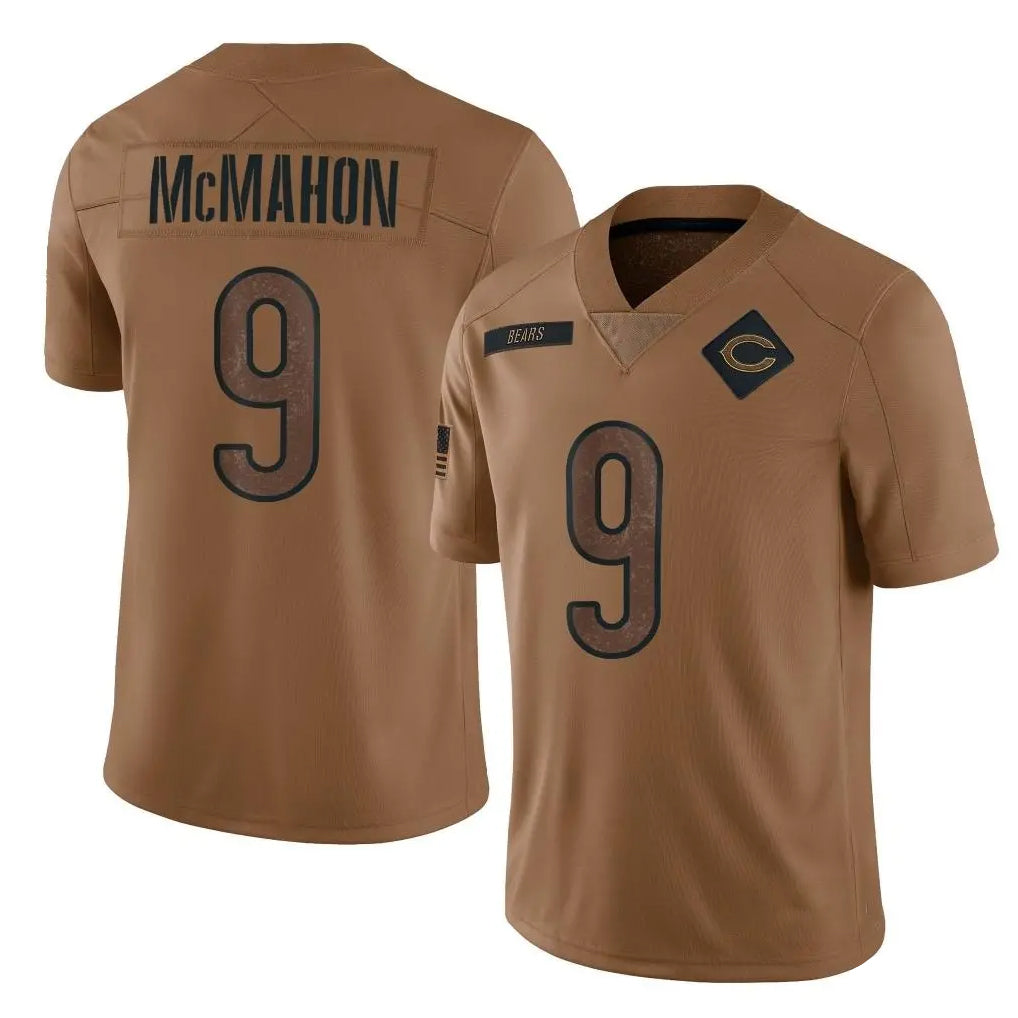 Punc C.Bears #9 Jim McMahon Player Brown Salute to Service Limited Stitched Jerseys