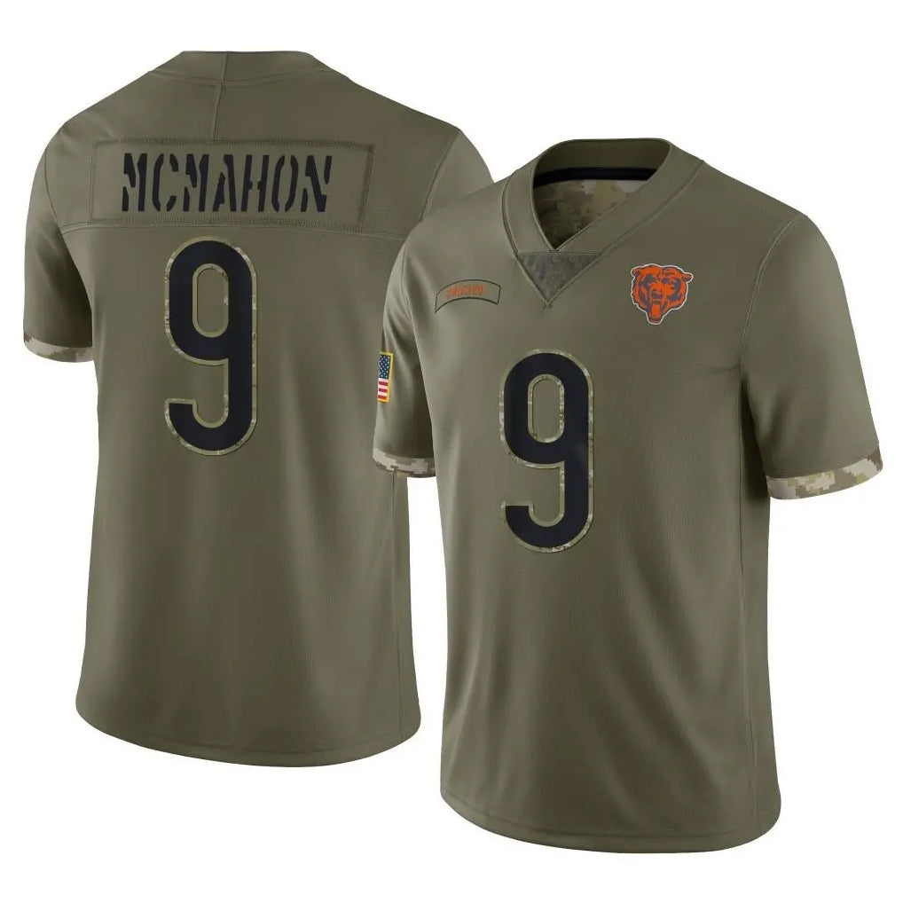 Punc C.Bears #9 Jim McMahon Player Olive Salute to Service Limited Game Stitched Jerseys