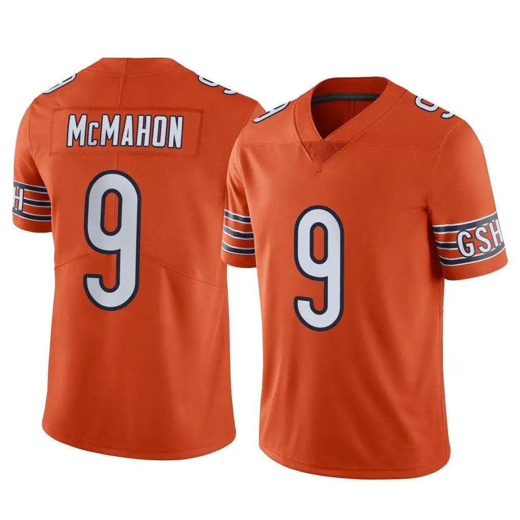 Punc C.Bears #9 Jim McMahon Player Orange Alternate Vapor Limited Home Game Stitched Jerseys
