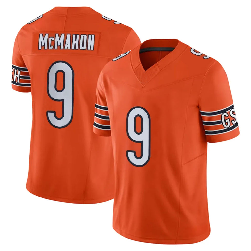 Punc C.Bears #9 Jim McMahon Player Orange Vapor F.U.S.E. Limited Home Game Stitched Jerseys