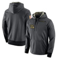 Punc C.Bengals Anthracite Salute to Service Player Performance Hoodie Blank Player Stitched Jerseys