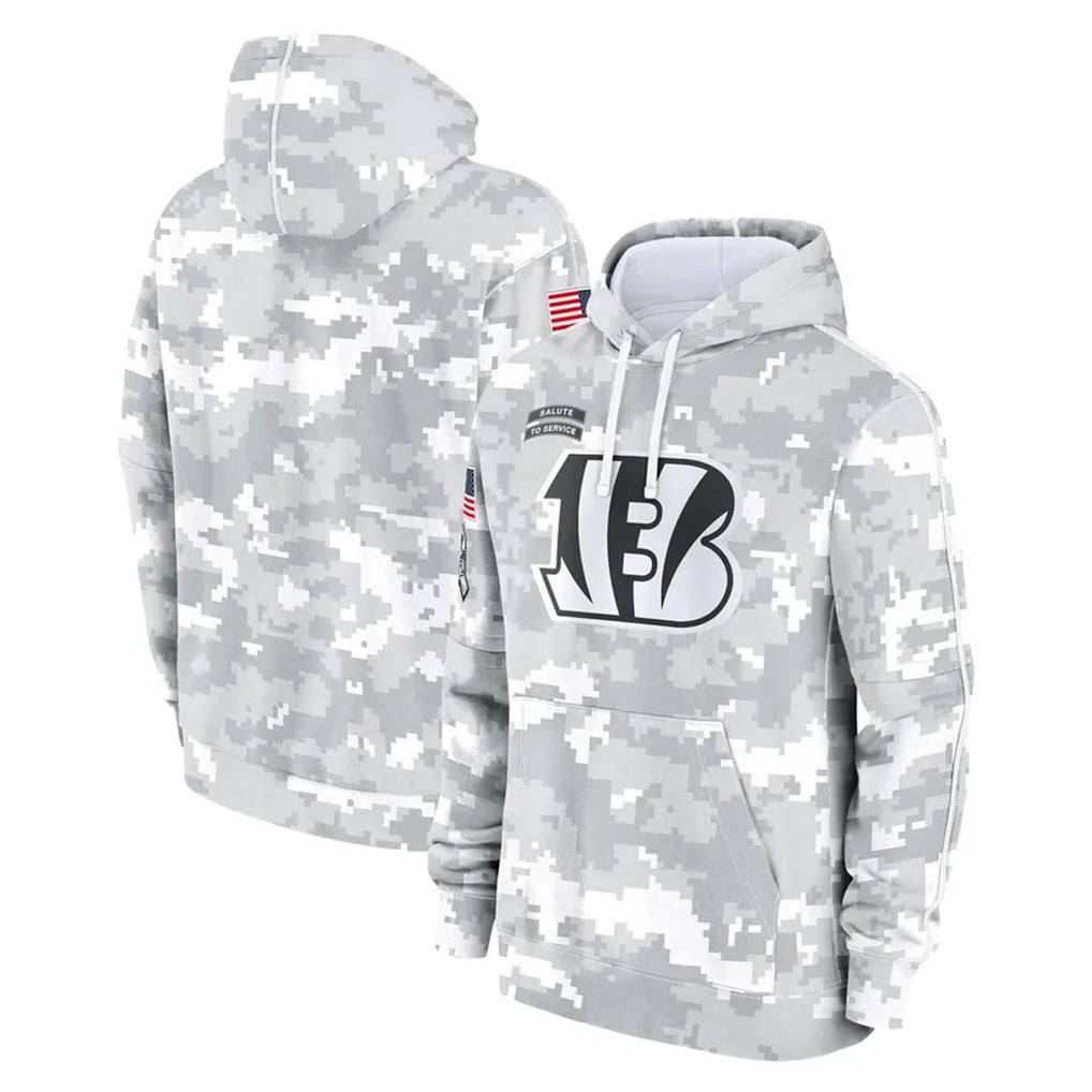 Punc C.Bengals Arctic Camo Salute to Service Pullover Hoodie Limited Blank Player Stitched Jerseys