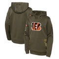 Punc C.Bengals Olive Salute to Service Performance Pullover Hoodie Blank Player Stitched Jerseys