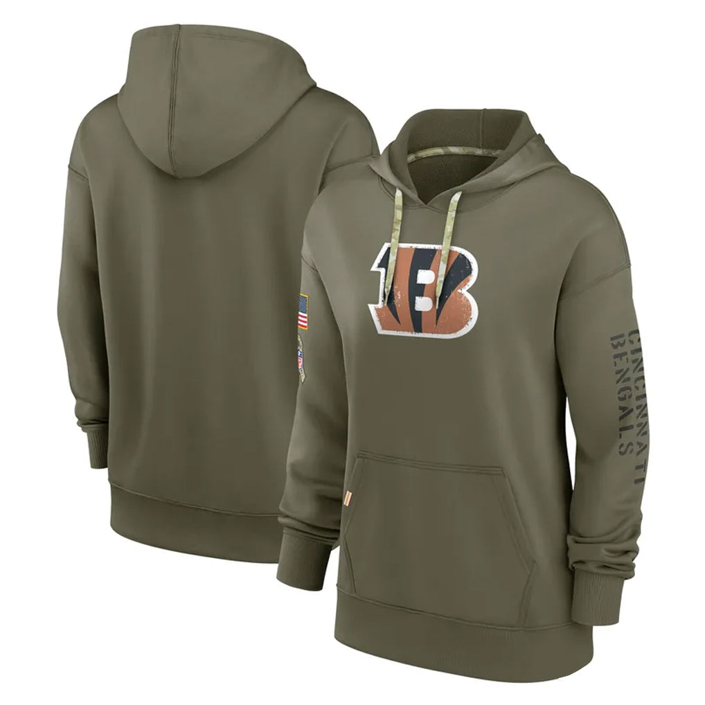 Punc C.Bengals Olive Salute to Service Performance Pullover Hoodie Limited Blank Player Stitched Jerseys