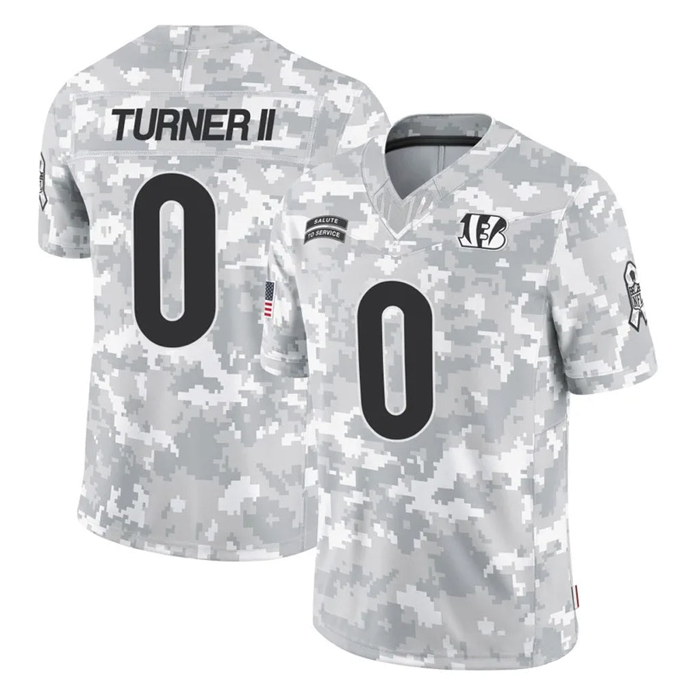 Punc C.Bengals #0 DJ Turner II Player Arctic Camo Salute to Service Limited Stitched Jerseys