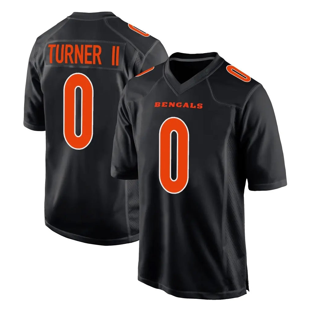 Punc C.Bengals #0 DJ Turner II Player Black Fashion Game Stitched Jerseys