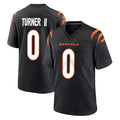 Punc C.Bengals #0 DJ Turner II Player Black Home Game Stitched Jerseys