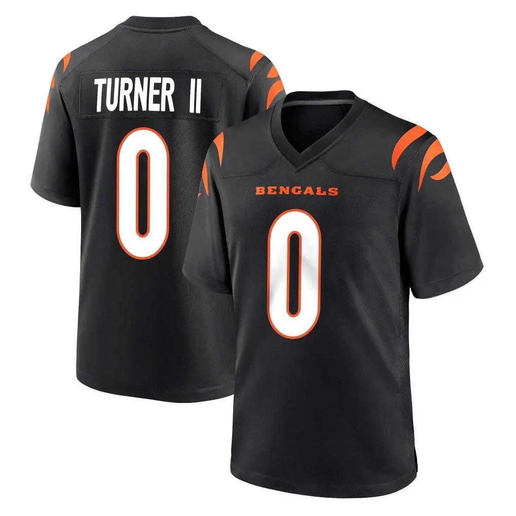 Punc C.Bengals #0 DJ Turner II Player Black Home Game Stitched Jerseys