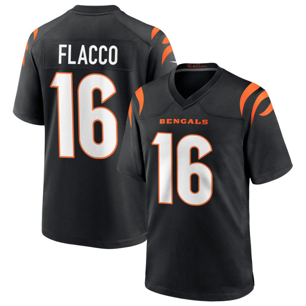 Punc C.Bengals #16 Joe Flacco Player Black Home Game Stitched Jerseys