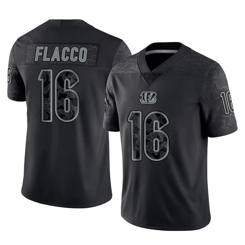 Punc C.Bengals #16 Joe Flacco Player Black Reflective Limited Game Stitched Jerseys
