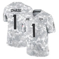Punc C.Bengals #1 Ja'Marr Chase Player Arctic Camo Salute to Service Limited Stitched Jerseys