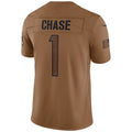 Punc C.Bengals #1 Ja'Marr Chase Player BROWN Salute To Service Limited Stitched Jerseys