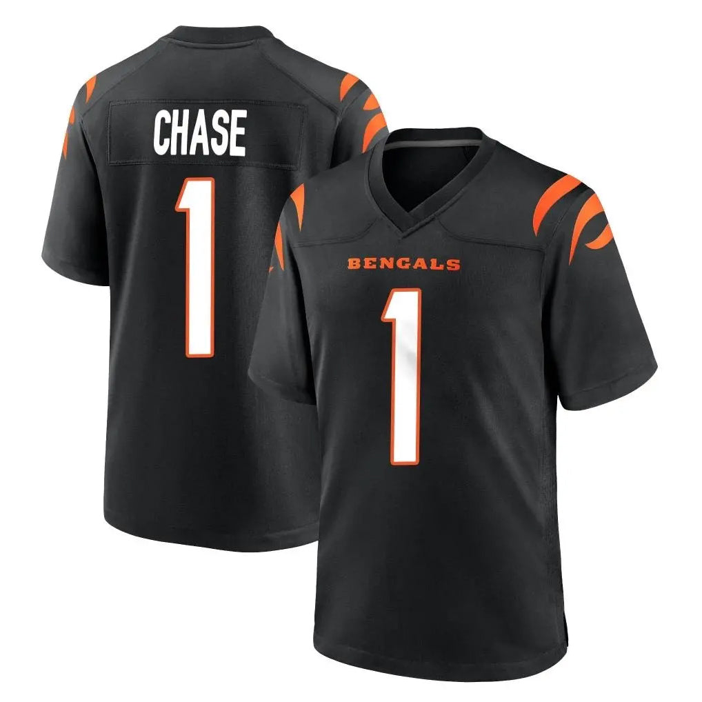 Punc C.Bengals #1 Ja'Marr Chase Player Black Home Game Stitched Jerseys